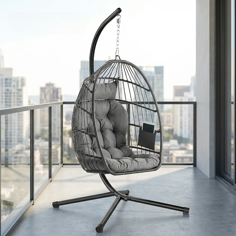 Hanging Egg Chair - Hangende eierstoel met standaard – Opvouwbare,