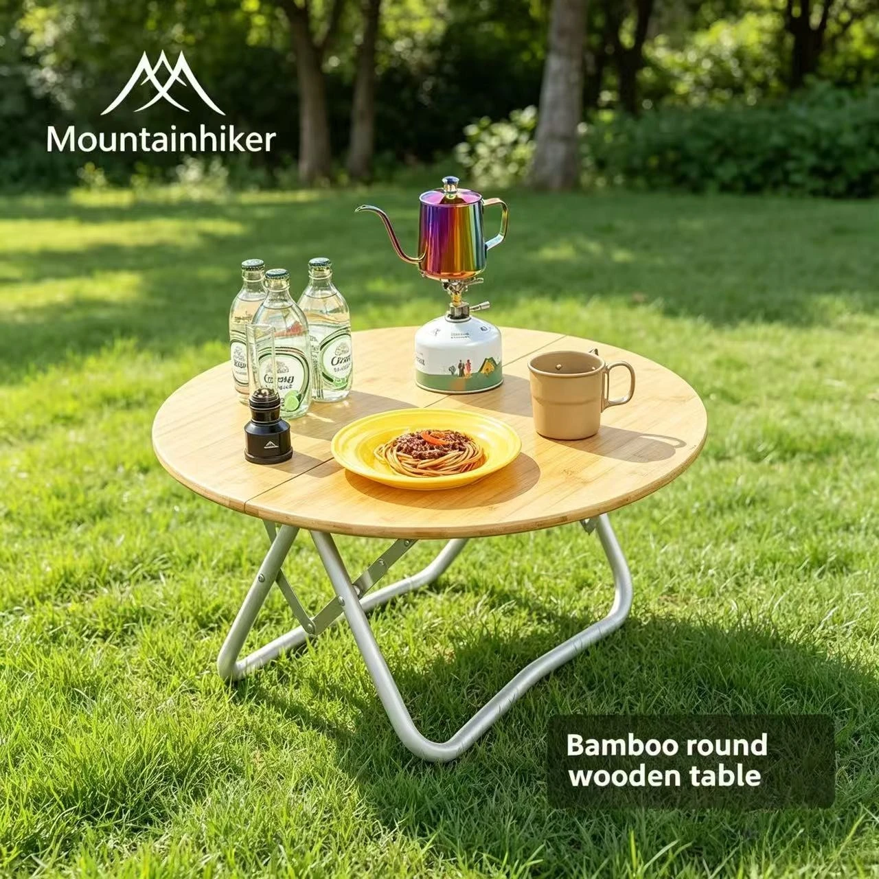 Outdoor Furniture Australia - MOUNTAINHIKER Draagbare campingtafel, rond, opklapbaar, verstelbaar,