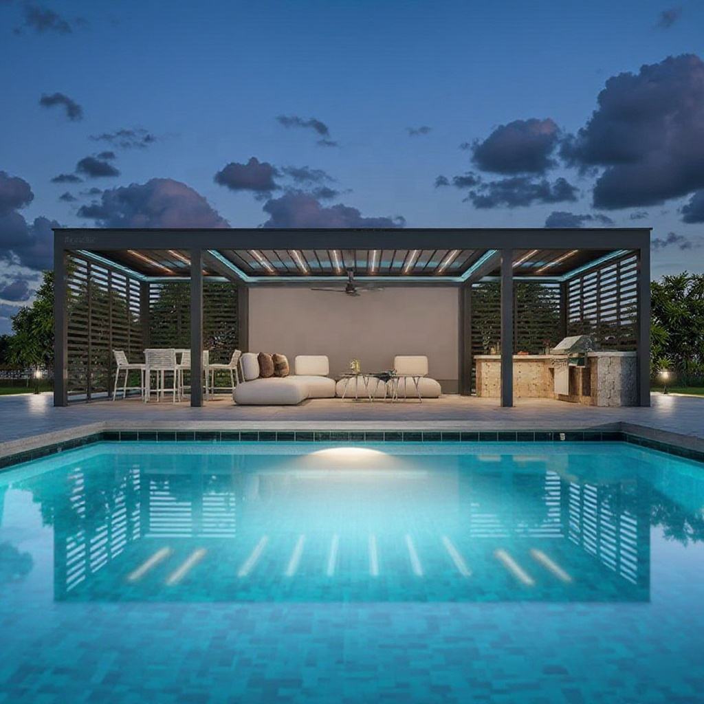 Outdoor Furniture Aluminum - Diverse maten aluminium rechthoekige pergola recreatiezwembad