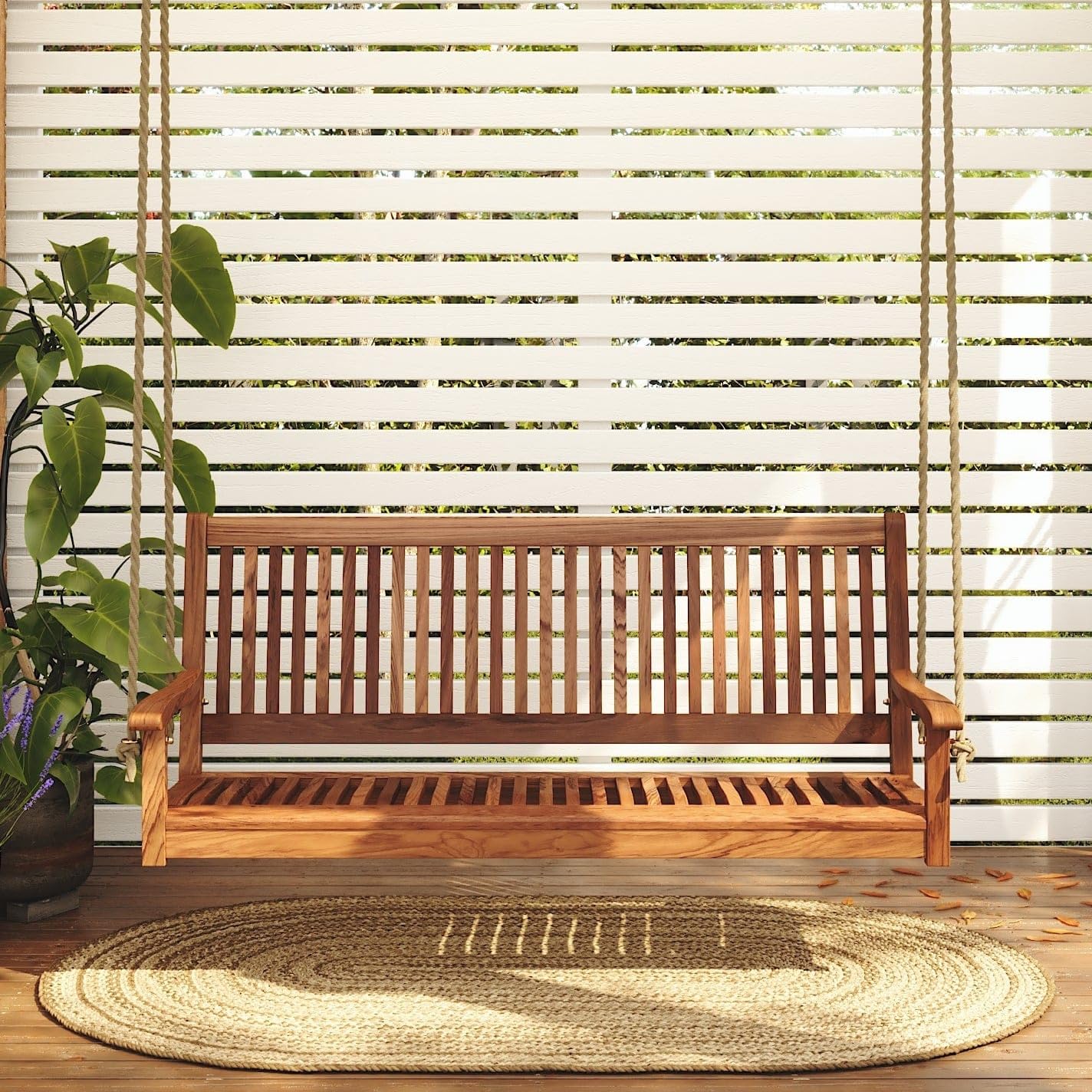 Outdoor Furniture Oil - 5ft Acacia houten veranda-schommelstoel, weerbestendig, natuurlijke
