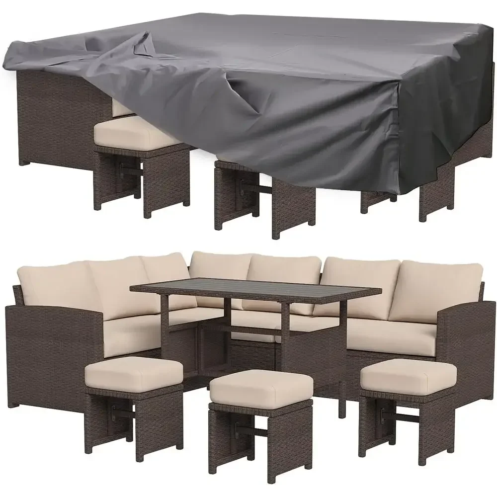 Outdoor Furniture Dining Set - 7-delige terrasmeubilairset met waterdichte hoes, sectionele