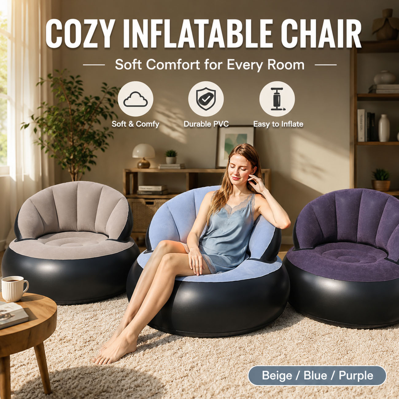 Outdoor Furniture Material - Opblaasbare stoel voor volwassenen, comfortabele lounge
