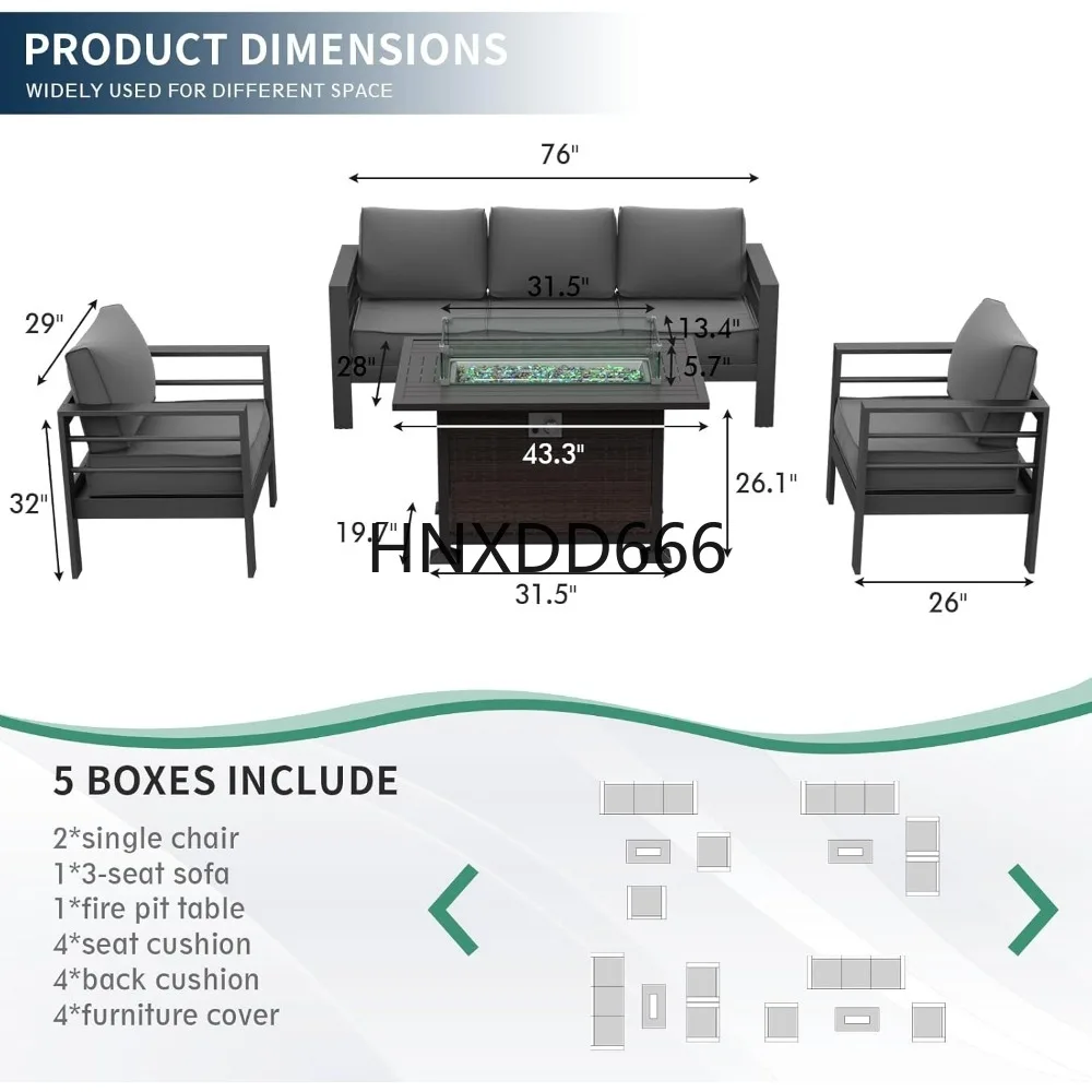 Tuinmeubelset met vuurtafel, 6 - Outdoor Furniture Set With Fire Pit recensie en prijs