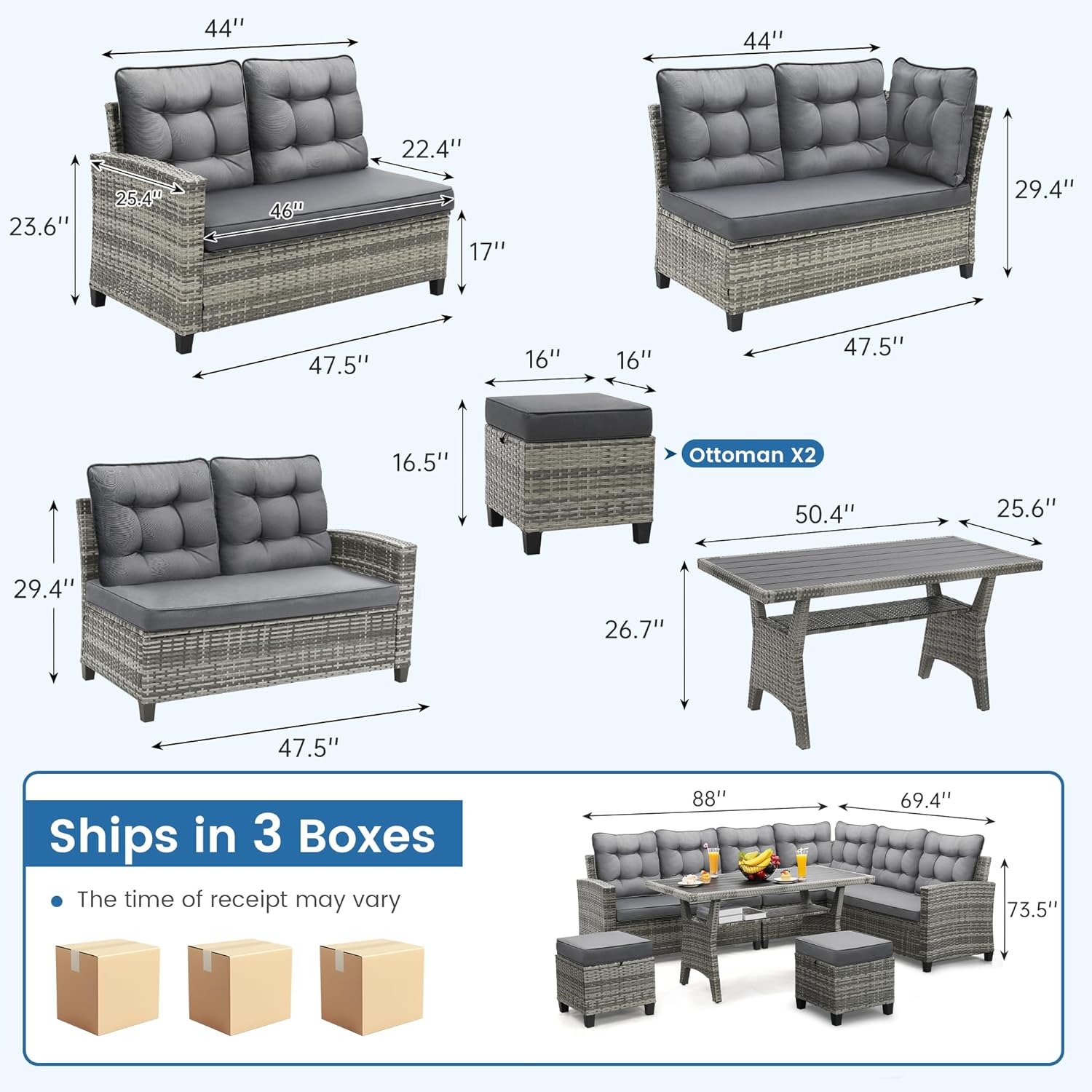 6-delige terrasmeubilairset, e - Outdoor Furniture Dining Set recensie en prijs