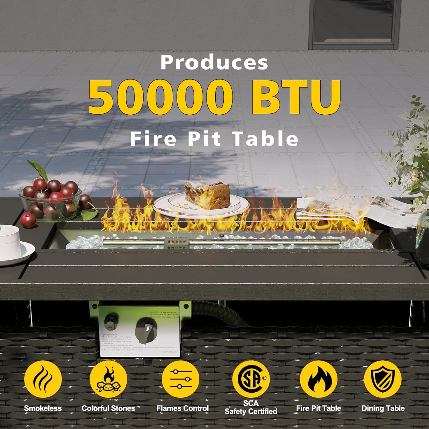 Tuinset met vuurtafel, 8-delig - Outdoor Furniture Set With Fire Pit recensie en prijs