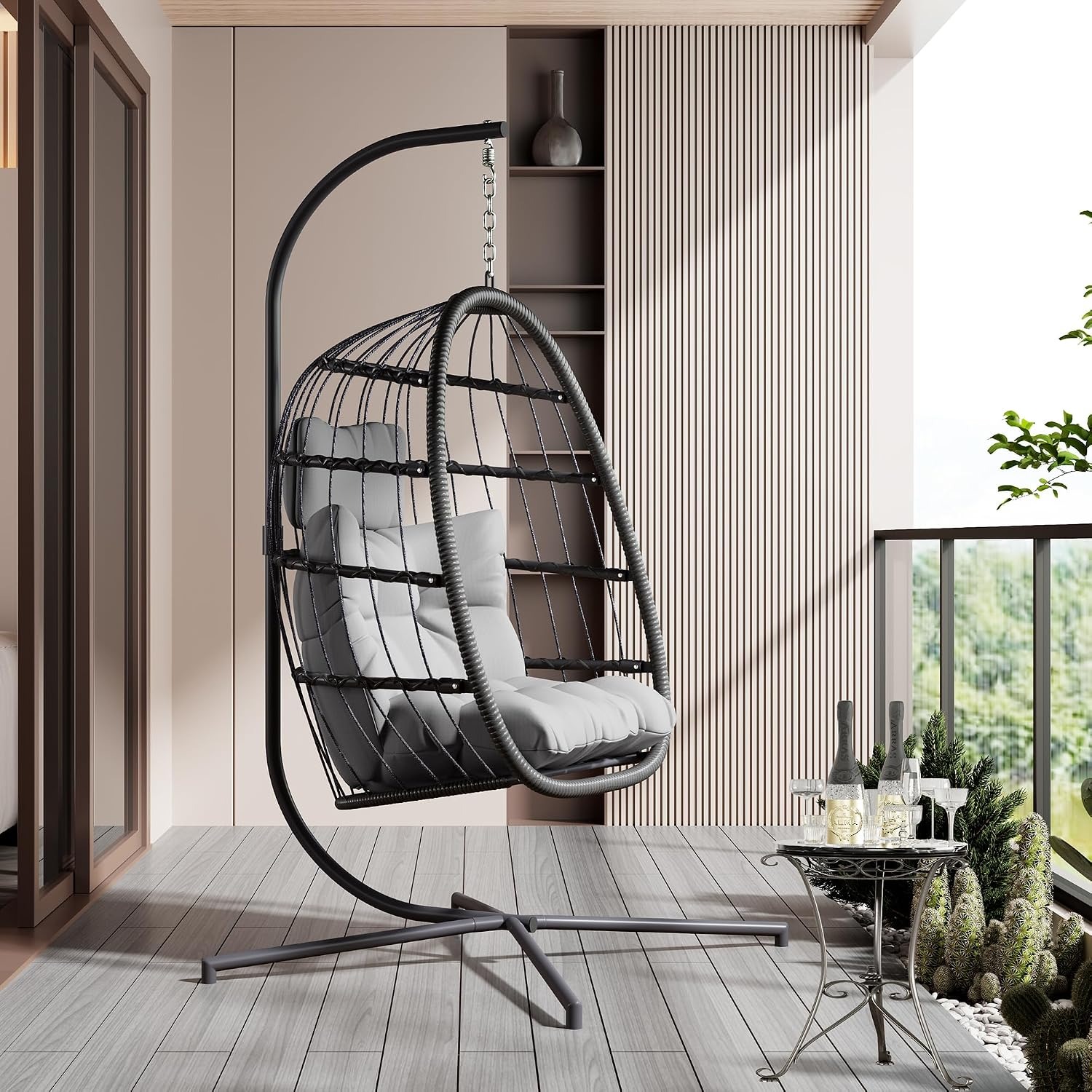 Grijze Wicker Hangende Eiersch - Hanging Egg Chair recensie en prijs