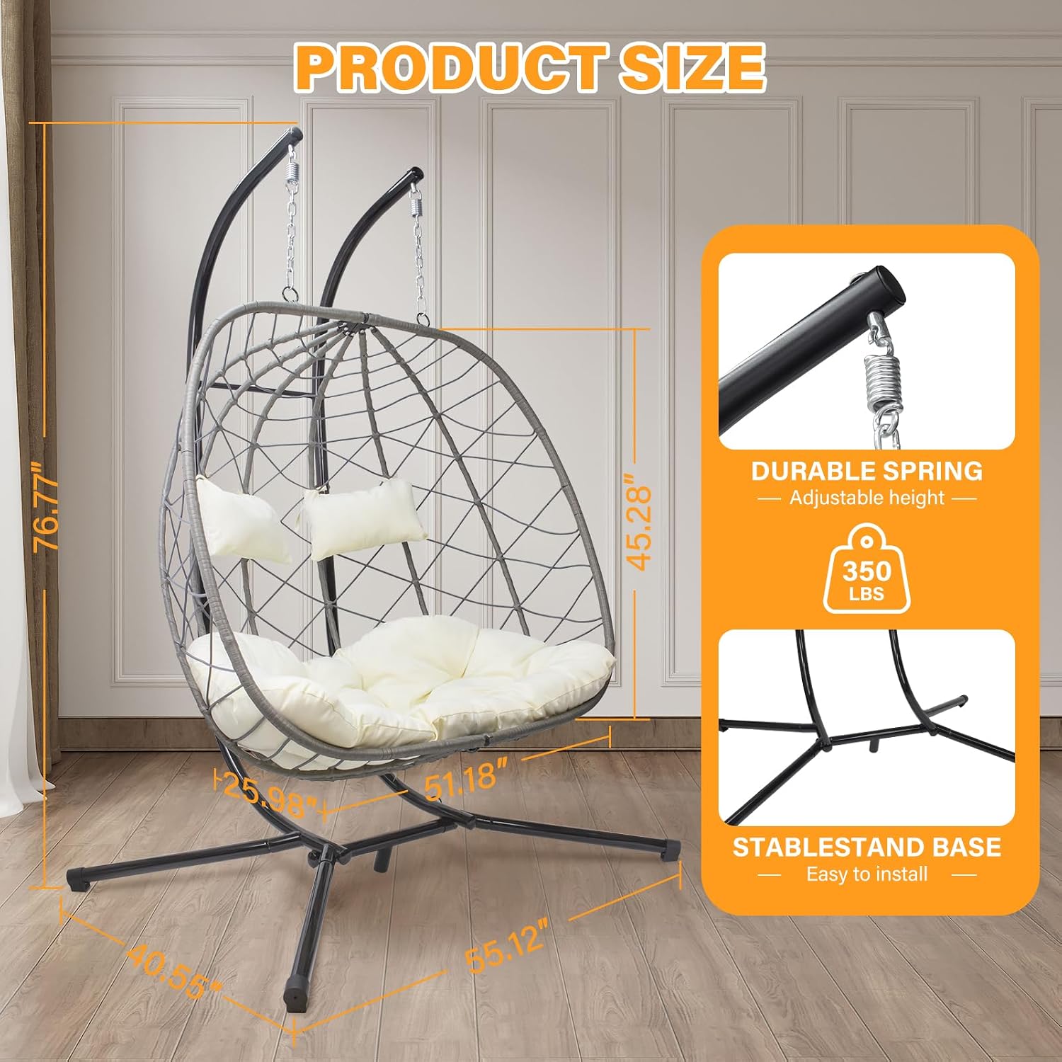 Eierschommelstoel met standaar - Hanging Egg Chair recensie en prijs