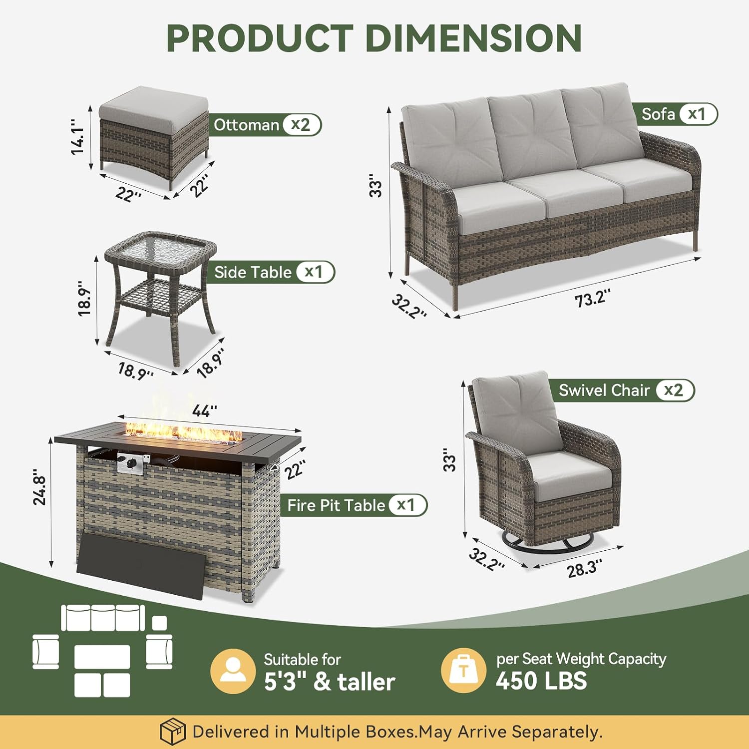 7-delige rieten terrasset met  - Outdoor Furniture Set With Fire Pit recensie en prijs