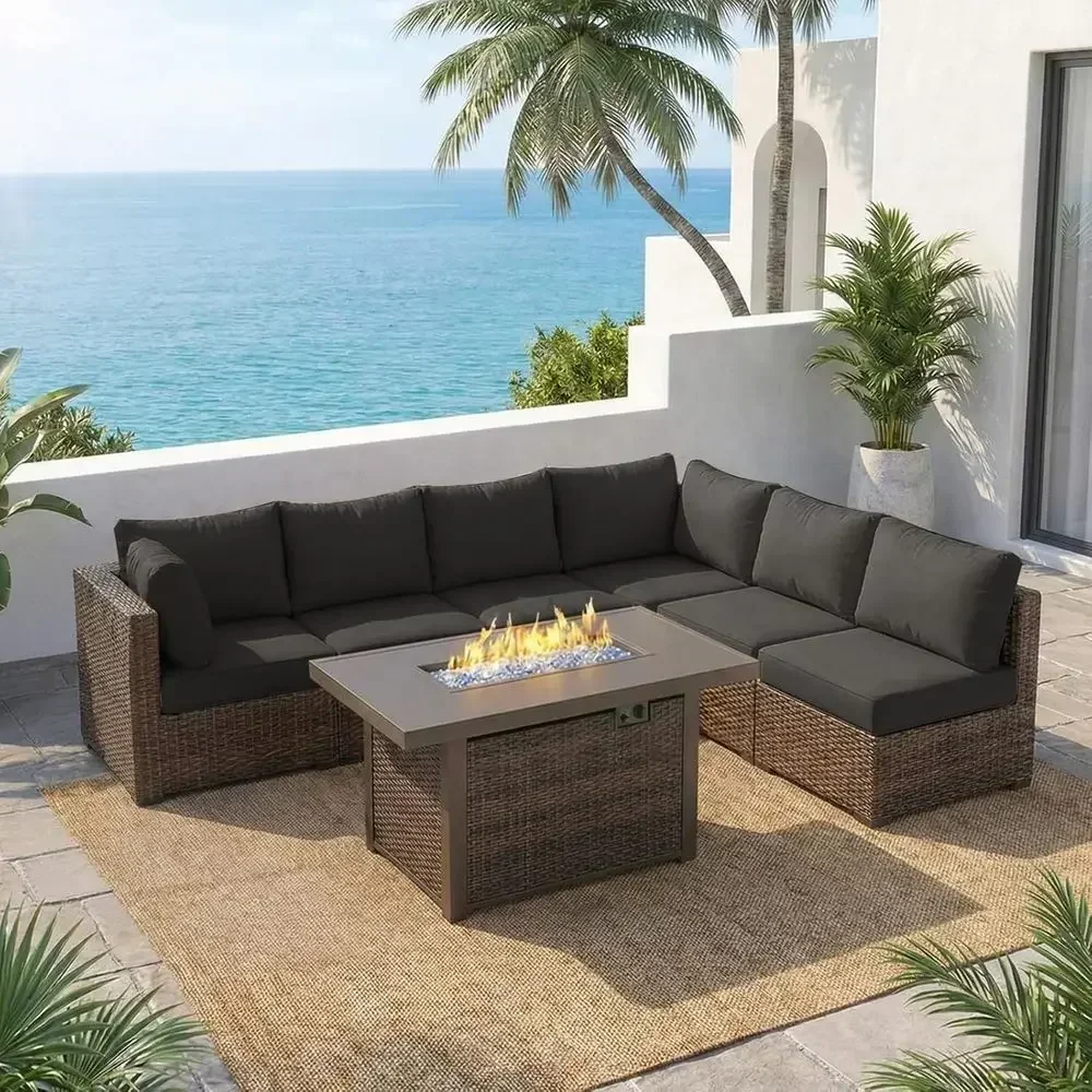 7-delige tuinmeubelset met 42  - Outdoor Furniture Set With Fire Pit recensie en prijs
