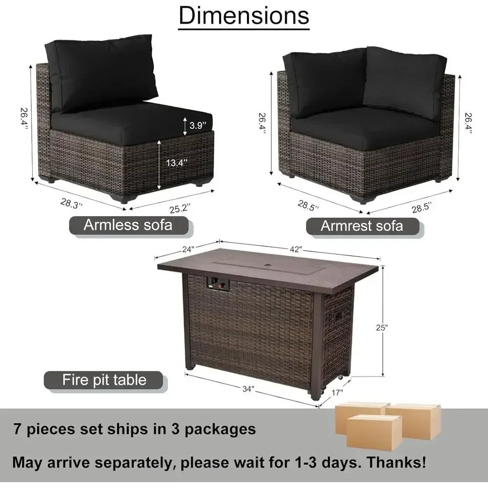 7-delige tuinmeubelset met 42  - Outdoor Furniture Set With Fire Pit recensie en prijs