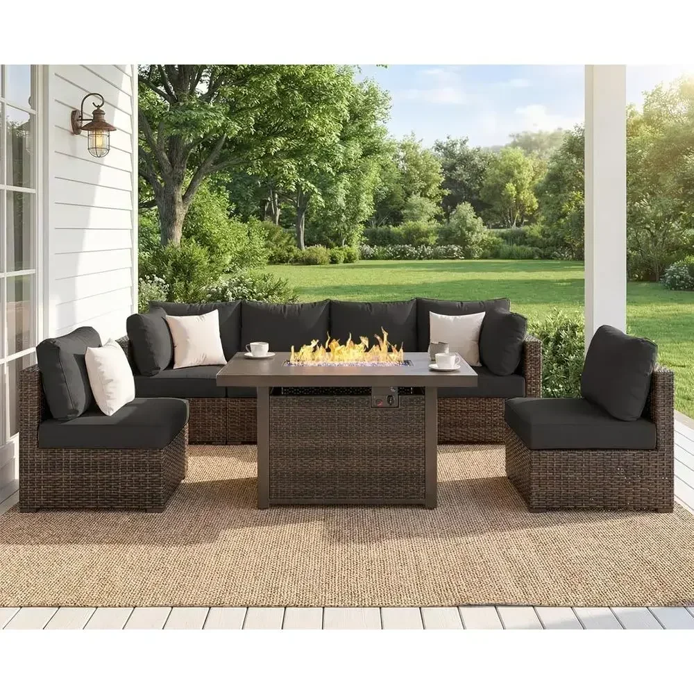 7-delige tuinmeubelset met 42  - Outdoor Furniture Set With Fire Pit recensie en prijs