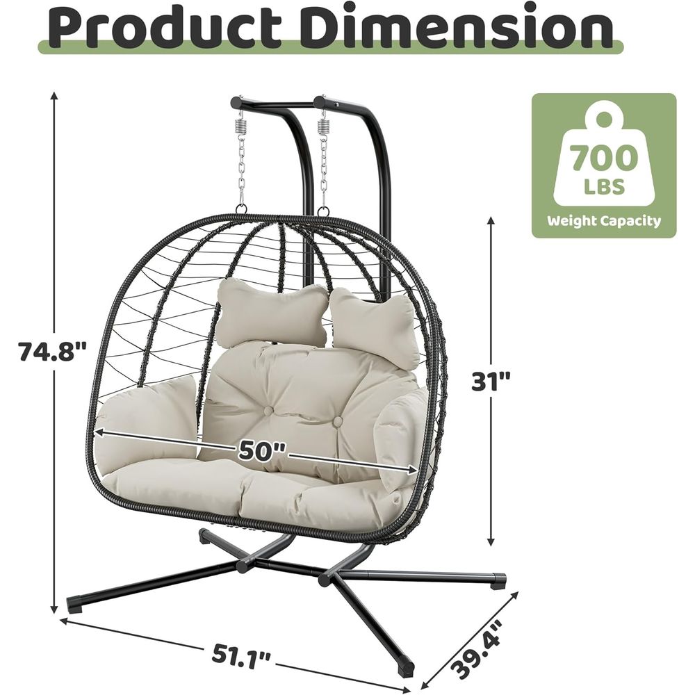 Dubbele hangende eierschaalsto - Hanging Egg Chair recensie en prijs